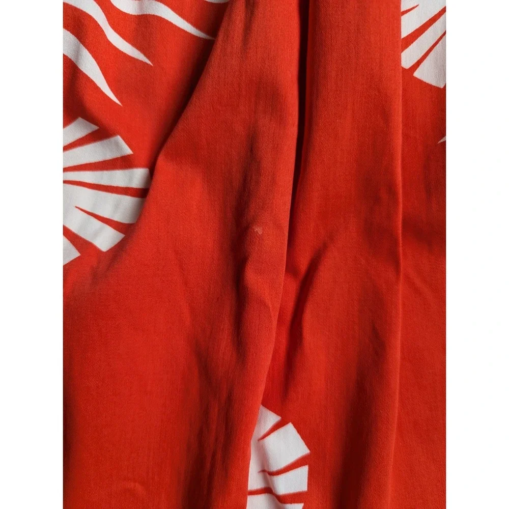 Boden‎ Red White Resortwear Palm Leaf Print A-Line Skirt Elastic US 8L UK 12L